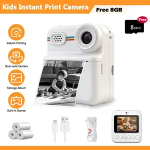 Instant Print Camera, Dual Lens Selfie HD Digital Camera, 5 Games & Multiple Filters Funny Photo Sticker with 8/32/64GB memory Card Optional & 3 Rolls Paper, World Cup Football Memory Capture, Christmas Birthday Gift for Boys Girls | TikTok Shop