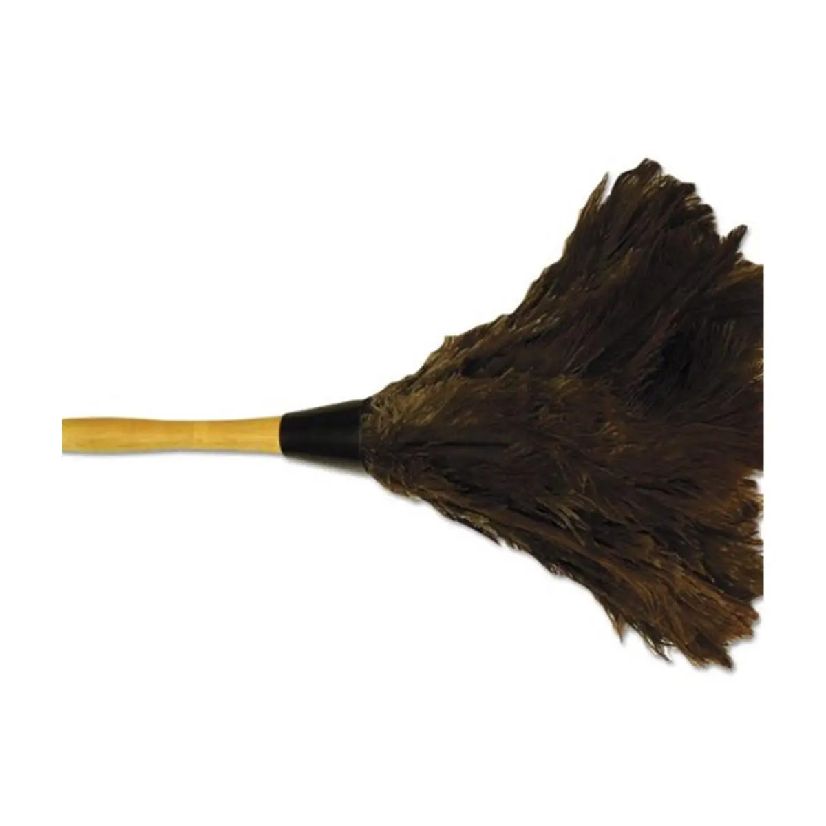 212 MAIN Professional Ostrich Feather Duster Brush, 14in Brown Natural Contoured Grip Wooden Handle with Hang Up Hole, Household Cleaning Dust Removal Handheld Tool, With Handle