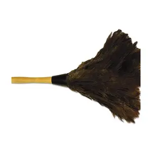 212 MAIN Professional Ostrich Feather Duster, 14 in. Brown with Contoured Wood Handle, Home Cleaning Products, Cleaning Supplies, Dust-Attracting Household Cleaning Tool