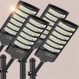 4Pack Solar Lights Outdoor Waterproof, 6500K Dusk to Dawn Solar Street Light Motion Sensor with Remote, LED Security Flood Light for Outside Garden Yard Path, Oudoor Parking Lot Lights