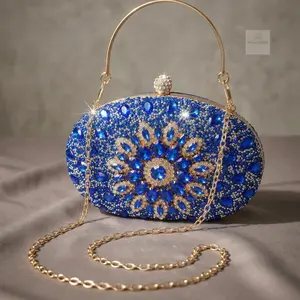 Diamond Encrusted Clutch Bag Women's Elegant Rhinestone Decorated Evening Bag Exquisite Trendy Clutch Purse for Women and Girls Fashionable Bag for Party Multicolored Crystals Gold Chain