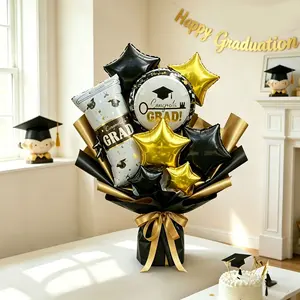 Graduation Balloon Bouquet, Star Shaped Balloons, Grad Hat/certificate Foil, Party Decor, Gift for Graduates