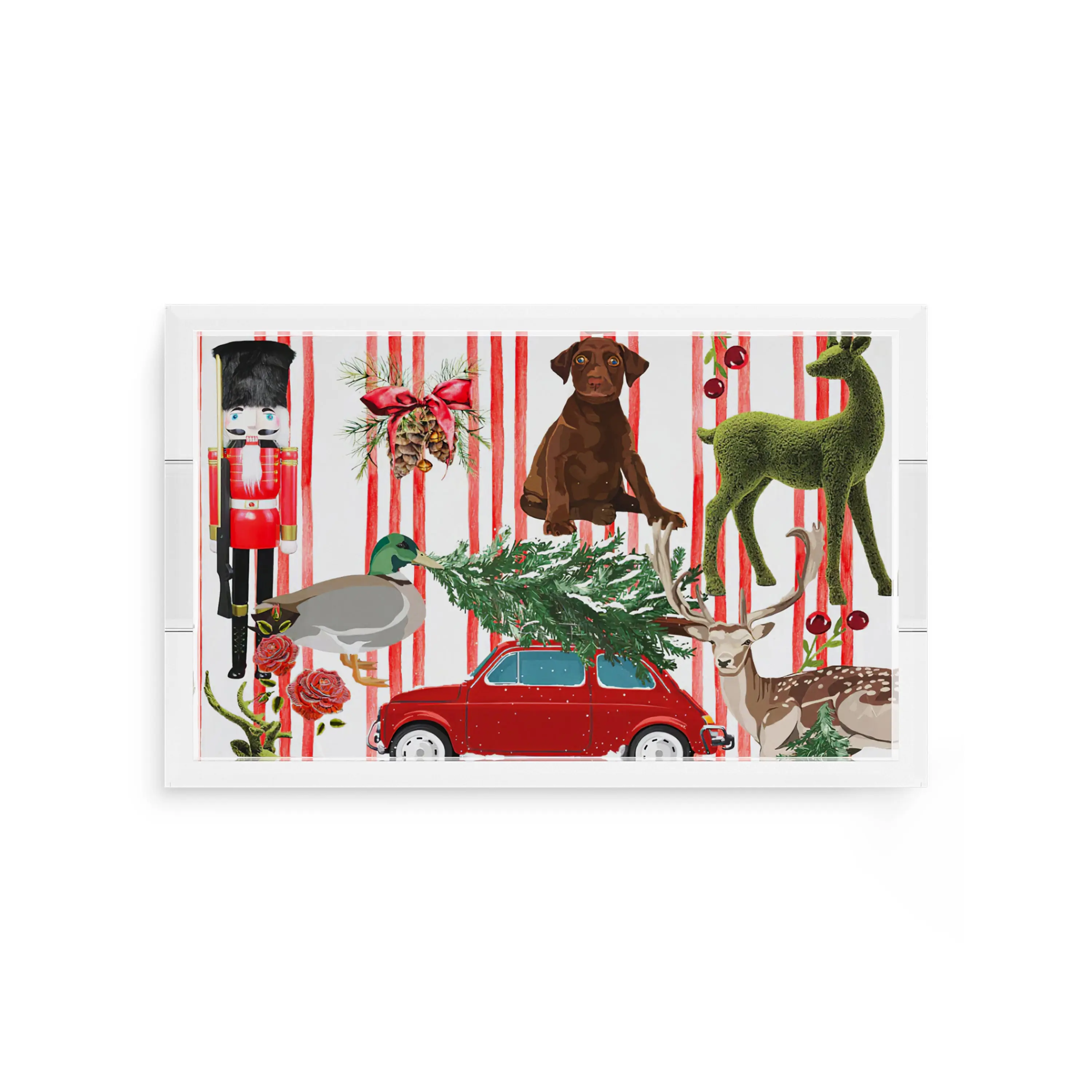 Ultimate Christmas Stripe Acrylic Rectangle Decorative Tray