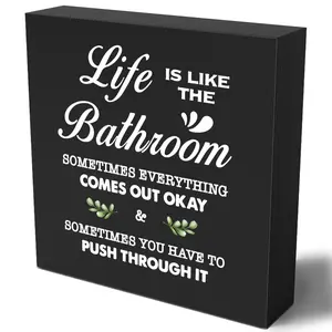 Humorous Black Wooden Box Wall Art Sign, Rustic Farmhouse Wooden Sign Suitable For Home, Bathroom, Office, Desk Decoration Life