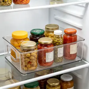 Upgrade Transparent Refrigerator Organizer Box, Freezer Organizer, Stackable Kitchen Storage Drawer, Perfect for Bottles, Spices, Snacks, Utensils