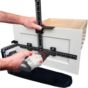 Pro Cabinet Hardware Jig with Center Drill Guide, Hole Drilling  Drawer Handles and Pulls, Easy Install Tool - Full Aluminum Body with Free Carrying Case