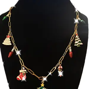 Adorable Penguin Holiday Themed Charm Necklaces for Women customized jewelry christmas gift necklace Enamel advent
