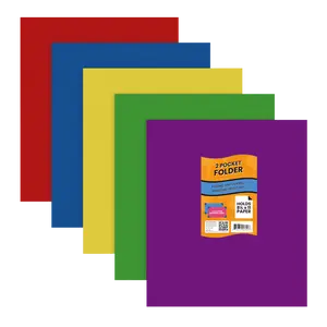 Paper Pocket Folders - 2-pocket Portfolio With Business Card Slots, Assorted Colors