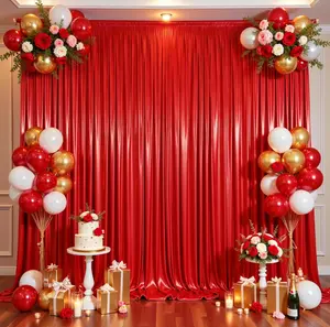 10ftx10ft Red Sequin Backdrop Curtain for Parties, Wrinkle Free Thick Glitter Sparkle Photo Backdrop Drapes 2 Panels 5x10FT Shimmer Back Drop Cloth for Valentine's Day Wedding Photography Background