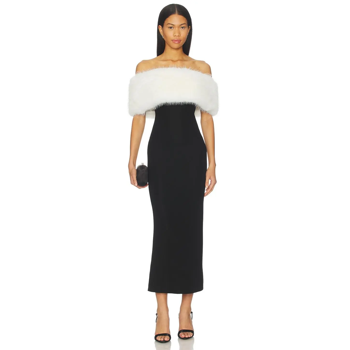 LPA Nella Midi Dress in Black And White