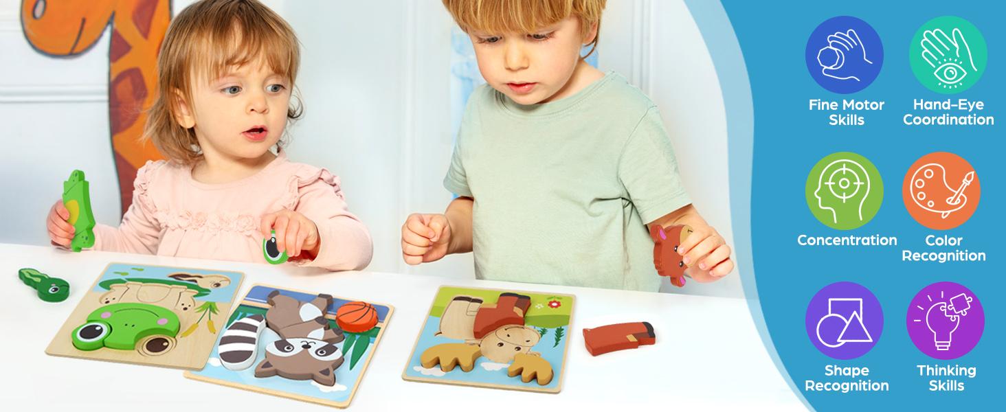 BenBen Wooden Puzzles for Toddlers 1-3, 8 Pack Animal Puzzles for Toddlers 2-4, Montessori Toys for 1 2 3 Year Old Boys Girls, Learning Educational Preschool Toys BenBen Wooden Puzzles for Toddlers 1-3, 8 Pack Animal Puzzles for Toddlers 2-4, Montessori Toys for 1 2 3 Year Old Boys Girls, Learning Educational Preschool Toys