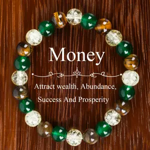 GADASLUY Prosperity & Abundance Beaded Stretch Bracelet, Tiger's Eye & Green Beads symbolize Wealth, Success, and Good Fortune, Solid, Odorless Jewelry, Tiger Eye Jewelry