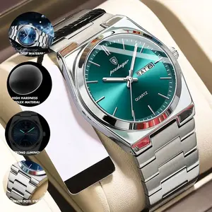 POEDAGAR Luxury Watches For Men Stainless Steel Waterproof Luminous Man Watch Date Week Fashion Casual Men's Quartz Watch