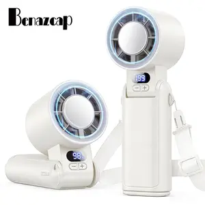 Benazcap Portable Handheld Turbo Personal Fan 21,000 RPM High-Speed Cooling 12hr Battery Life 200 Speed Settings 120° Swivel Digital Display for Travel Office Indoor Use