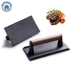 Cast Iron Grill Press 8x4 Inch, Bacon Burger Sandwich Press for Griddle Grill, 2.2 Lbs Cooking Weight, Durable Kitchen Tool