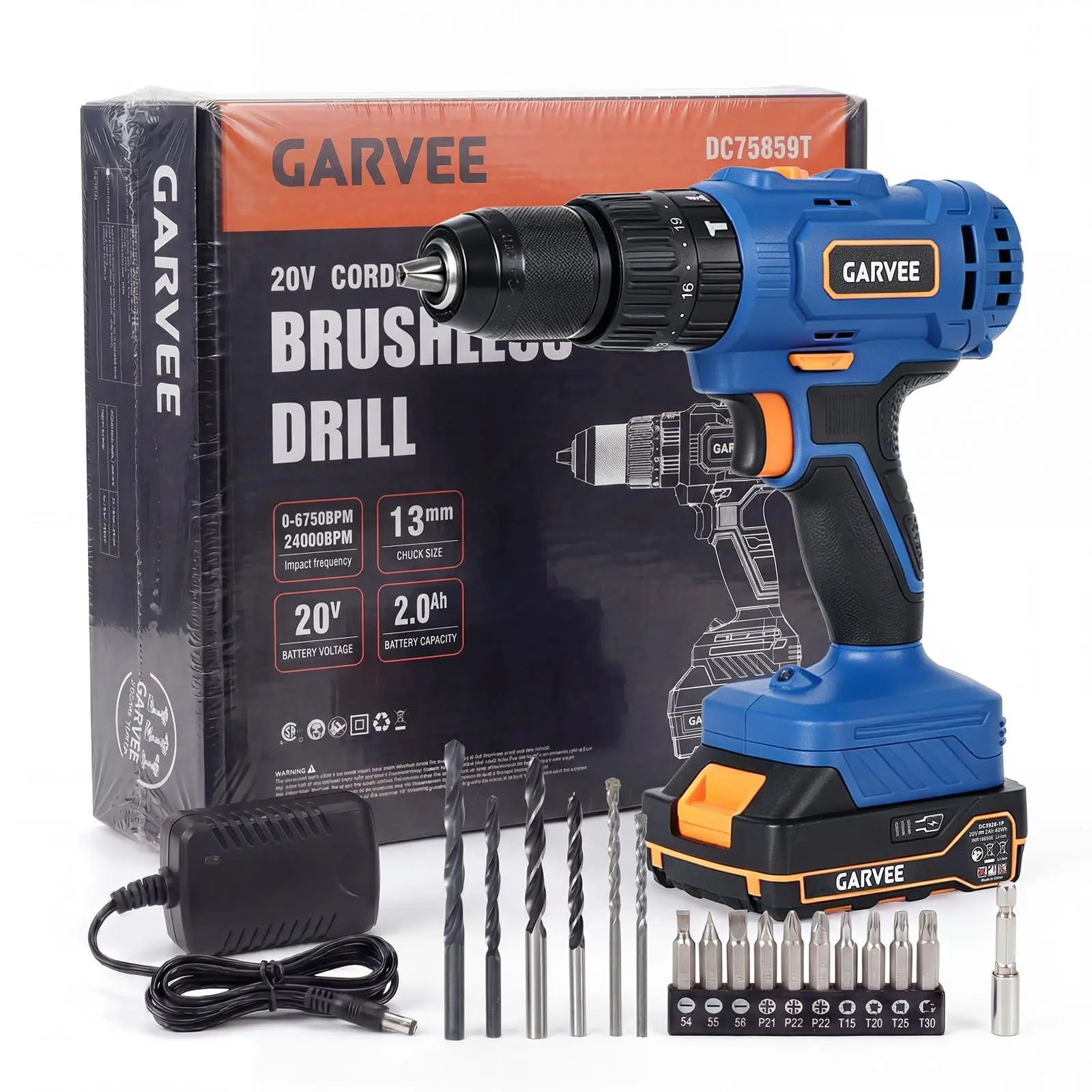 Gaomon 20V Cordless Hammer Drill Cordless Set, 1/2" Keyless Chuck, 20+1+1 Clutch for Indoor Furniture Assembly