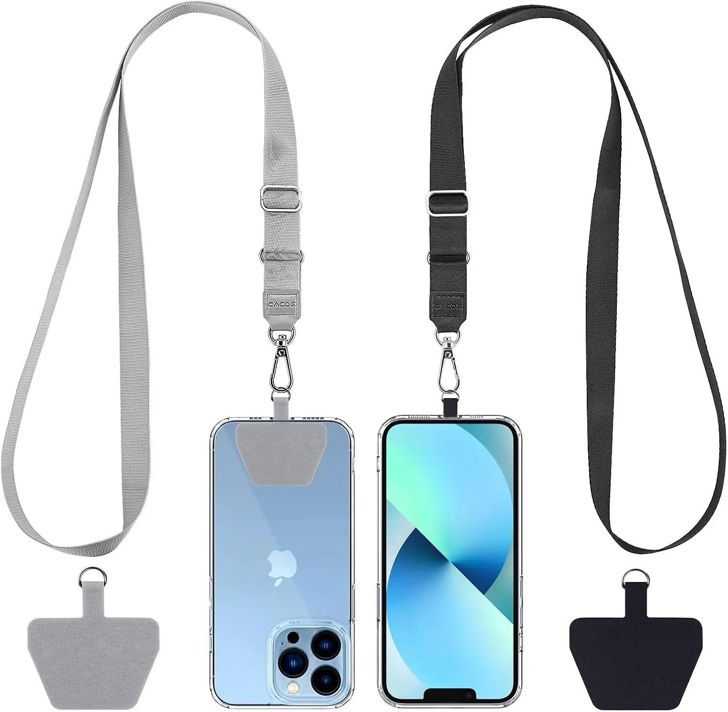 CACOE Phone Lanyard 2 Pack 2 Adjustable Neck Strap,2 Patches,Multifuctional Universal Crossbody Cell Phone Lanyards Compatible with Most Smartphones