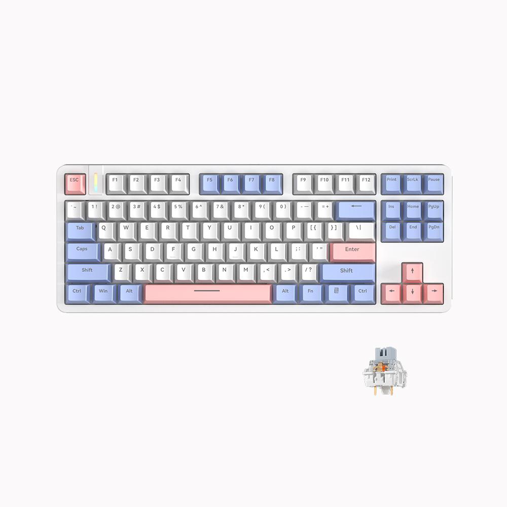 FURYCUBE G87 Side Erosion Glacier Orange Mechanical Creamy Keyboard - Noah Silver Switches, Single Mode White Backlight, Key Set, TKL Office Gaming keyboard with mute switch,Office,Silent,Wired