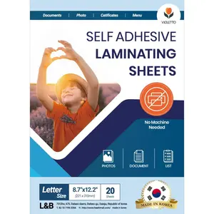 Self Stick Laminating Sheets 8.7 x 12.2 Inches, 4mil, Pack of 20, No Heat No Machine, Peel and Stick Self Adhesive Clear Laminating Contact Paper Self Sealing Clear Vinyl Stickers