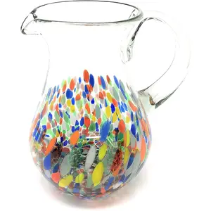 Confetti Carmen Design Glass Pitcher - Juice, Margaritas, Water, Lemonade (84 oz)