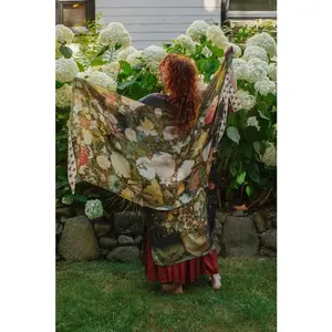 I Dream in Flowers Bohemian Bamboo Scarf with Bees