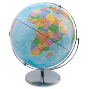 Advantus Corp.  World Globe- Blue Oceans- 12 in. x 16 in. x 13 in.- Silver Base