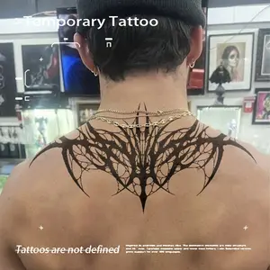 Herbal Juice Semi Permanent Tattoo, Dark Bat Wing Fake Tattoo, Waterproof Long Lasting Body Art for Men Women Neck Back