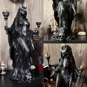 Gothic Hecate Statue Resin Crafted, Classic Torch Goddess Figure, Halloween Decor, Mystical Altar Ornament, Unique Home Decoration