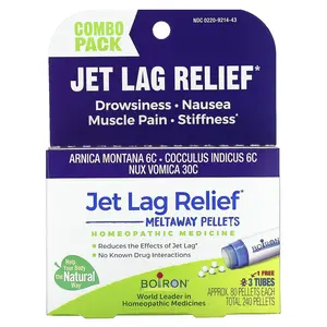 Boiron Jet Lag Relief, Meltaway Pellets, Combo Pack, 3 Tubes, 80 Pellets Each