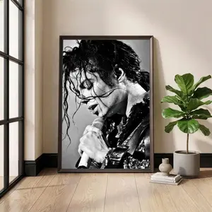 Michael Jackson Black and White Poster, Iconic King of Pop Photography Print, Vintage Music Wall Art, MJ Fan Gift, Unframed Decor (NO FRAME)