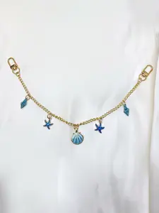 Fresh Summer Ocean Style Bag Chain (Pink, Blue) With Ocean Element Shells, Starfish, And Small Seashells Pendant, Suitable For Summer Pairing With Woven Bags, Canvas Bags, Tote Bags, Luggage Accessories, Keychains, And Suitable For Various Scenarios.