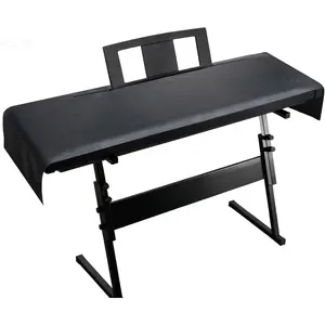 Piano Keyboard Dust Cover - Black  Faux Leather Top with Soft Felt Lining, 67" x 16" Extra Wide - Digital Electric Keyboard, Double Zipper for  Stand, Fits 61-88