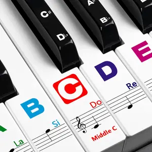Piano Keyboard Stickers for Beginners Removable Piano Stickers for  88/61/54/49/37, Colorful Larger Letter Key Note for Learning, Upgraded with Solfege