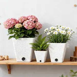 GreenShip 6 8 10 inch Self Watering Plant Pots Set for Indoor Plants, Planter Pots with Self Watering Spikes, Automatic Vacation Plant Watering for Home Garden Decor