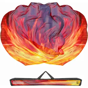54"x54" Worship Flags for Dance Church, Praise Dance Flag, Fire Flags with Flexible Rods & Storage Bag, Set of 2, Orange-Red-Black