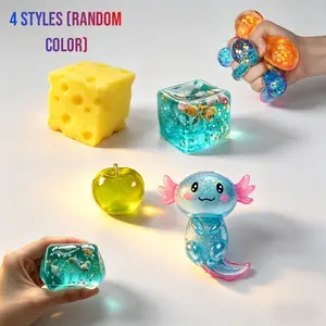 4-Pack Soft Plush Toy Set, Tpr & Sponge Squeeze Toys, Stress Relief Fuzzy Toys, Random Colors, Suitable for Kids and Adults