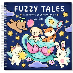 Fuzzy Tales: Fairycore Coloring Book for Adults & Teens Featuring Adorable Animals Characters Paperback - Spiral-bound