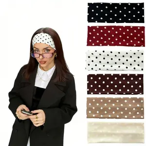 Women's 6-Piece Polka Dot Hair Accessory Set, Gentle Soft Thick Fabric Headbands, Gym Wrap Headbands for Workout, All-Season Sporty Hair Accessories (L33)