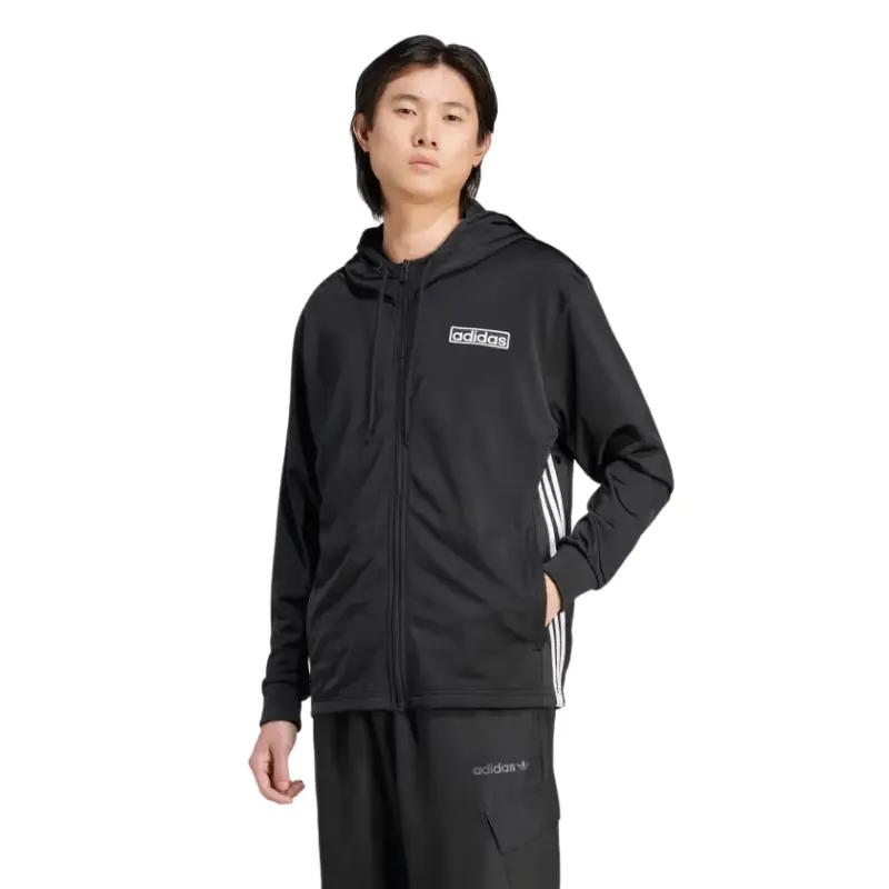 Men's Loose Fit Full-Zip Hoodie - Menswear Sweatshirt, Long Sleeve Polyester Top with Ribbed Cuffs and Side Pockets, Sweatshirts, Zip Up Hoodie, Recycled Poly, Drawstring Hood, Casual, Hoodie/Jumper