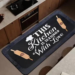 Kitchen Pattern Kitchen Mat, 1 Count Modern Simple Kitchen Rug, Durable & Stain Resistant Kitchen Runner, Kitchen Decor, Home Decor