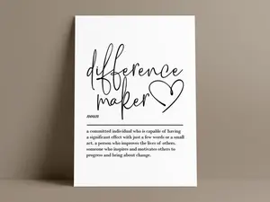 Difference Maker definition, printable wall art, digital download, teacher gifts, thank you gift, mentor gift, coach gift, resilience quotes - No Frame