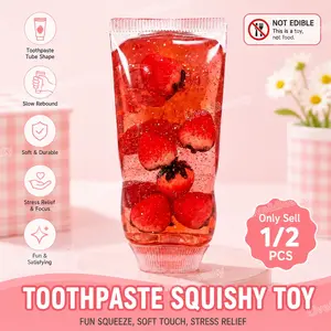 1/2 PCS Toothpaste Squishy Toy, Glitter Slow Rebound Squeeze Tube, Soft Sensory Stress Relief Fidget for Adults Office Desk Home Play