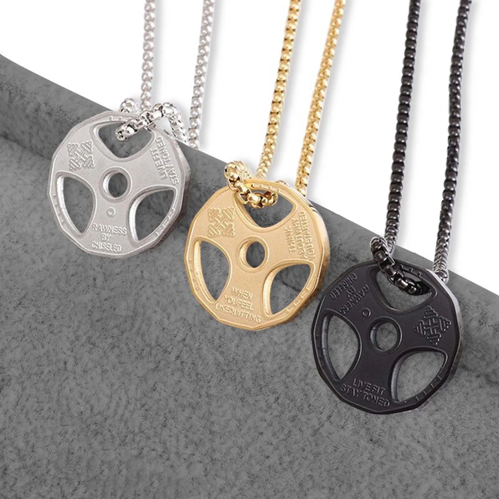 Creative personality simple fitness dumbbell necklace men's trendy fashion niche punk sports jewelry