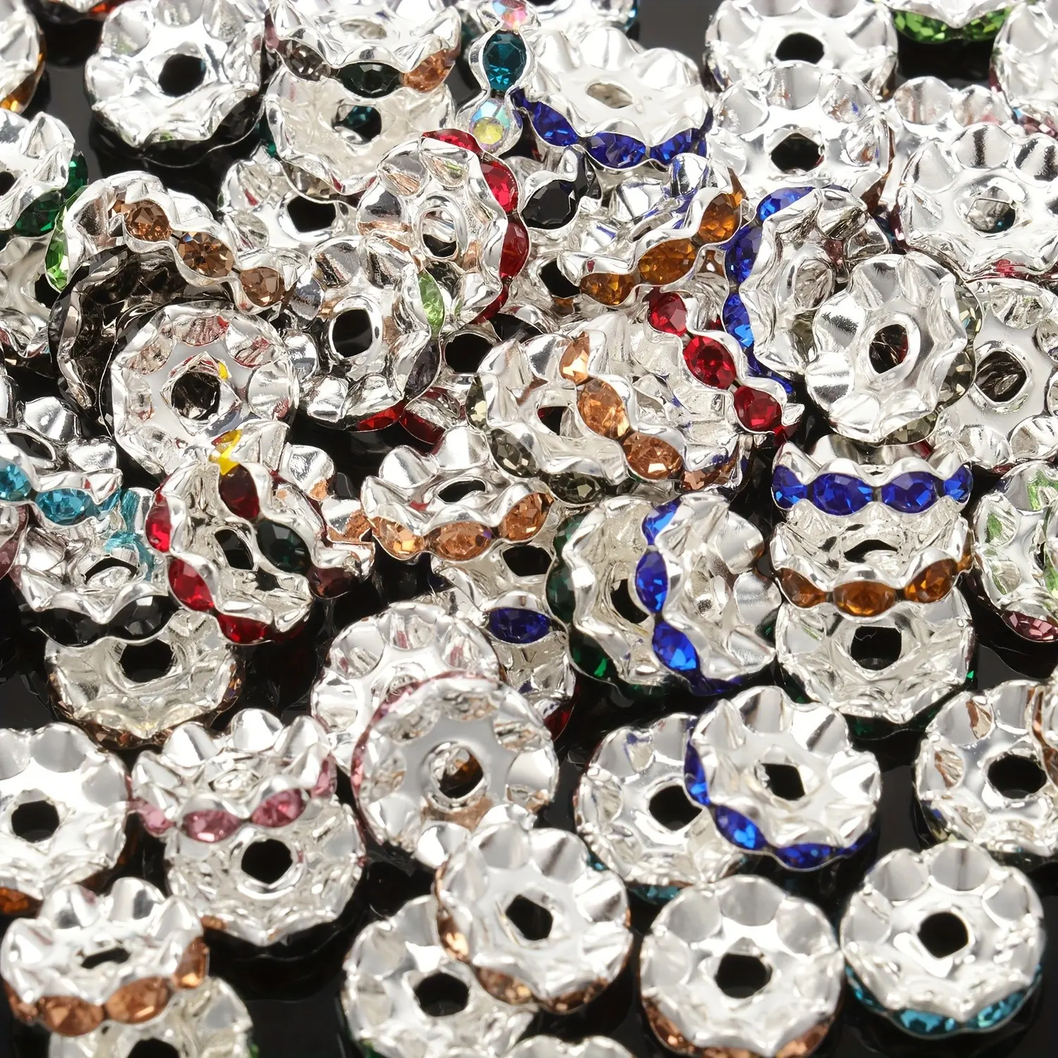 30pcs 12mm Mixed Color Rhinestone Spacer Beads for DIY Jewelry Making, Perfect for Bracelets Necklaces and Valentine's Gifts, Diy Beading Accessories, Beading Supplies, Diy Jewelry Decoration, Beads for Crafts