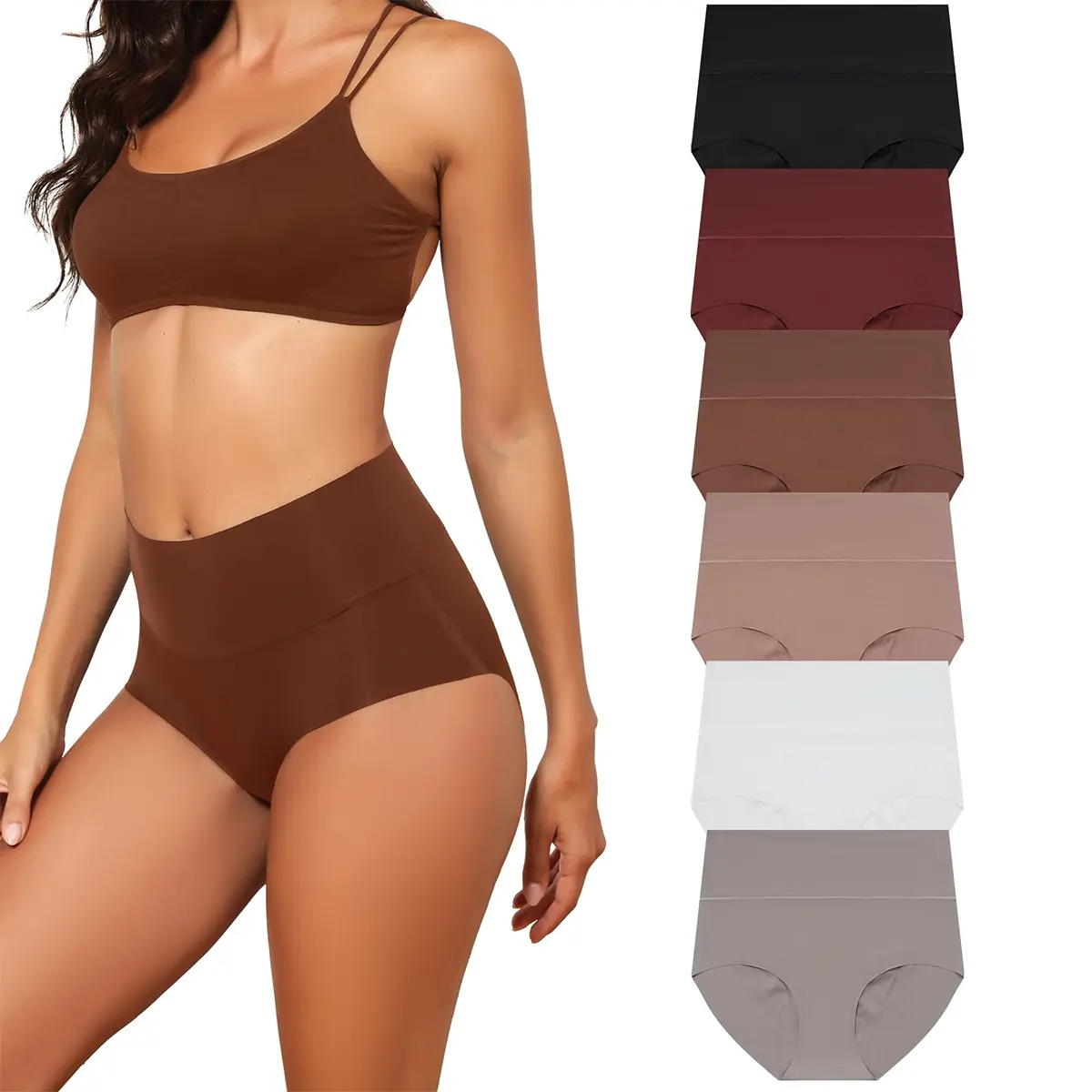 LEVAO Women's High Waisted Seamless Panties, No Show Full Coverage Briefs, Breathable Soft Fashion Comfy Minimalist Underwear, 6-Pack Seamless Garments (S-XXL), Breathable Soft Underwear, Fashion Comfy Underwear