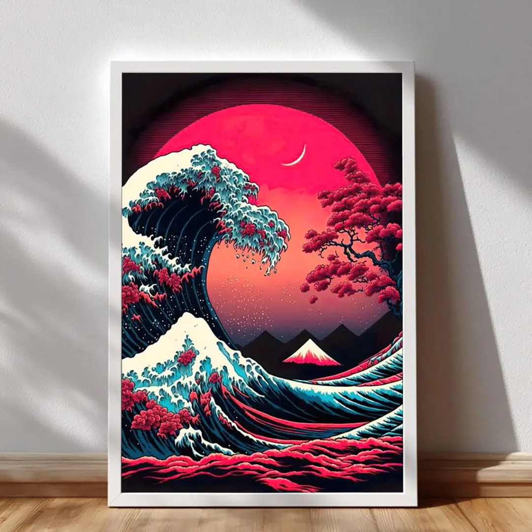The Great Wave off Kanagawa Poster, Vintage Japanese Ukiyo-e Wall Art for Art Lovers, Decor for Bedroom, Living Room, and Office