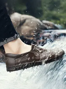 2026 high-quality lightweight design outdoor work fishing and sea fishing shoes, casual shoes, new men's solid color fashionable flowing sole with rain shoes, anti slip outsole, waterproof and wear-resistant,