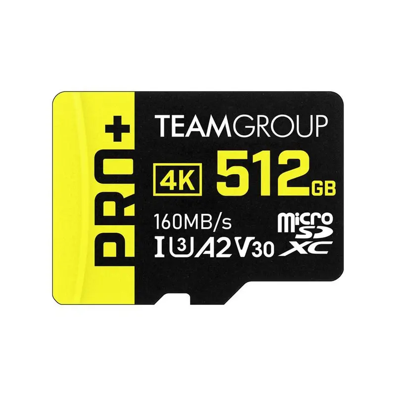 Team 512GB Pro+ microSDXC UHS-I/U3 Class 10 Memory Card with Adapter, compatible with Nintendo-Switch, Steam Deck, and ROG Ally, Speed Up to 160MB/s (TPPMSDX512GIA2V3003)