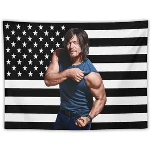 Daryl Star Dixon Tapestry Pink American Flag Gifts Wall Hanging College Dorm Decor Room Poster For Bedroom Living Room unique gift