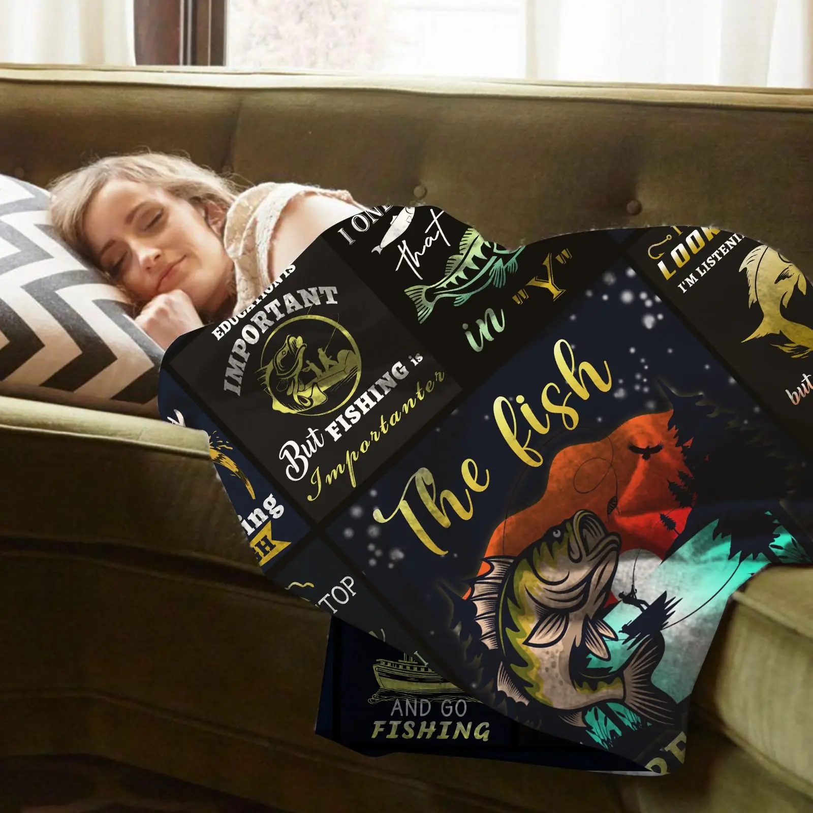 Fishing BlanKet Gifts for men , Unique Fishing Gift for Fisherman, Fishing Gifts for Women 60x80BLANKET